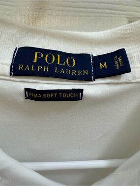 Polo by Ralph Lauren White Pima Soft Touch Tee - Navy Labels